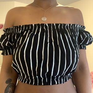 Woman’s off the shoulder crop top